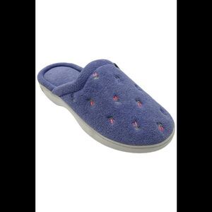 Isotoner Women's Terry Slippers Purple/Floral - Medium